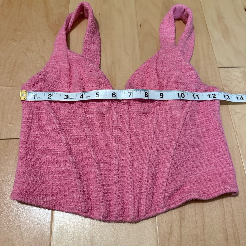 Zara women’s hot pink corset w/boning textured & stretchy texture fabric - Picture 3 of 4